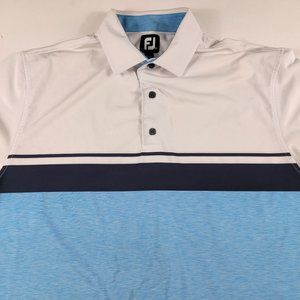 FootJoy Mens XL John Hall Cup 2018 Short Sleeve Blue White Solid Polo